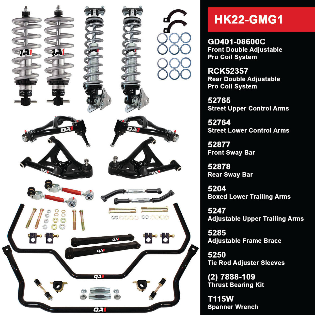 QA1 HK22-GMG1 Level 2 Full Vehicle Handling Kit 78-88 GM G-Body W/ Shocks