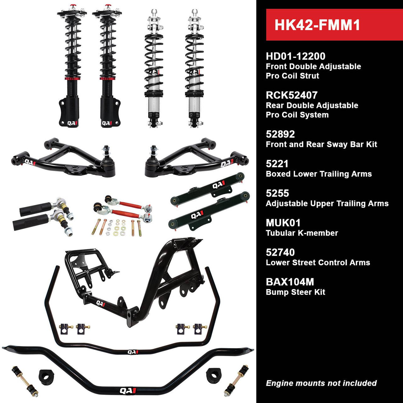 QA1 HK42-FMM2 Level 2 Full Vehicle Handling Kit 87-89 Mustang W/ Shocks