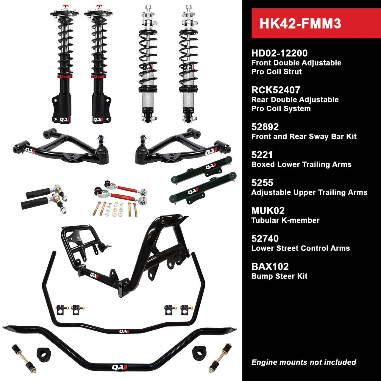 QA1 HK42-FMM3 Level 2 Full Vehicle Handling Kit 90-93 Mustang W/ Shocks