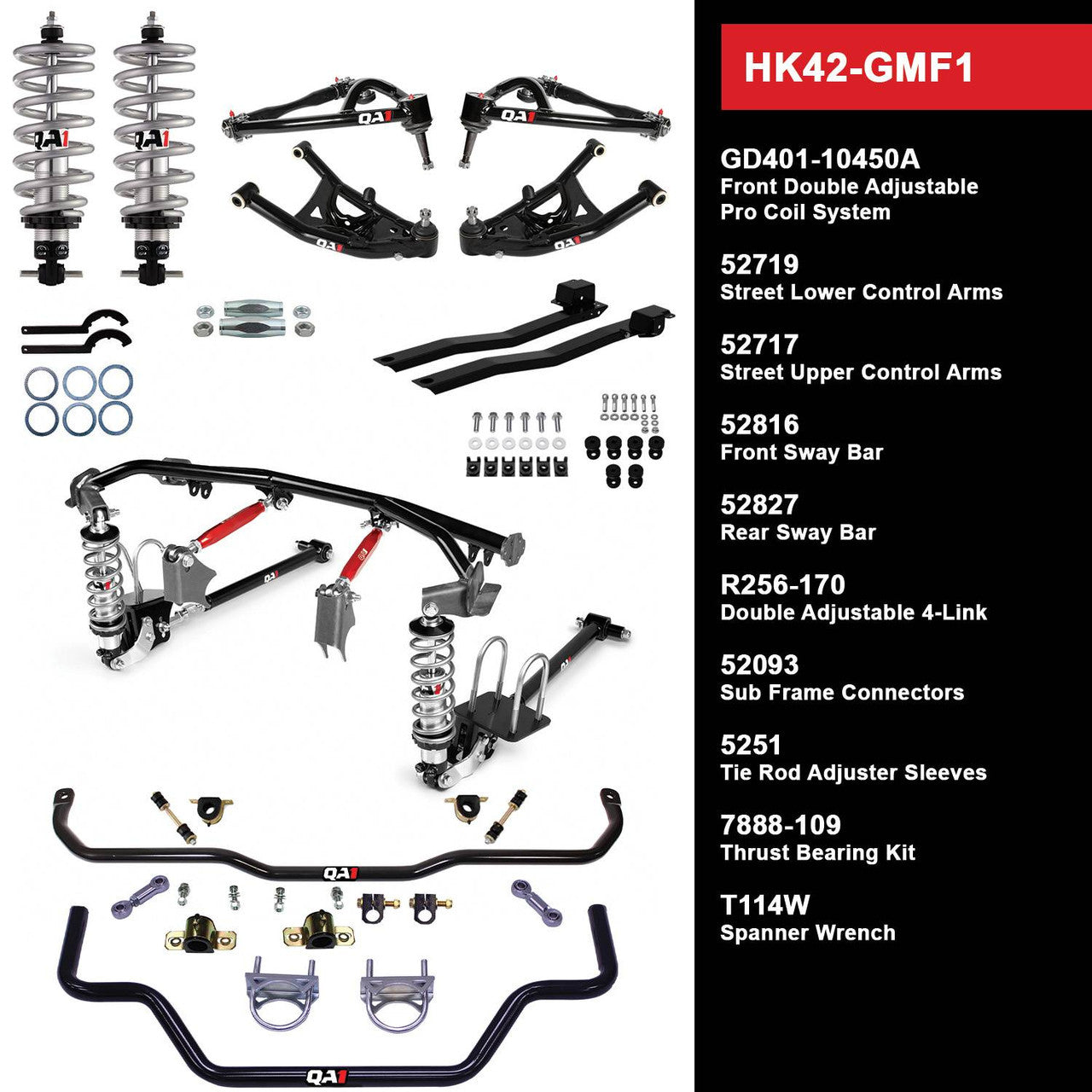QA1 HK42-GMF1 Level 2 Full Vehicle Handling Kit 67-69 GM F-Body W/ Shocks