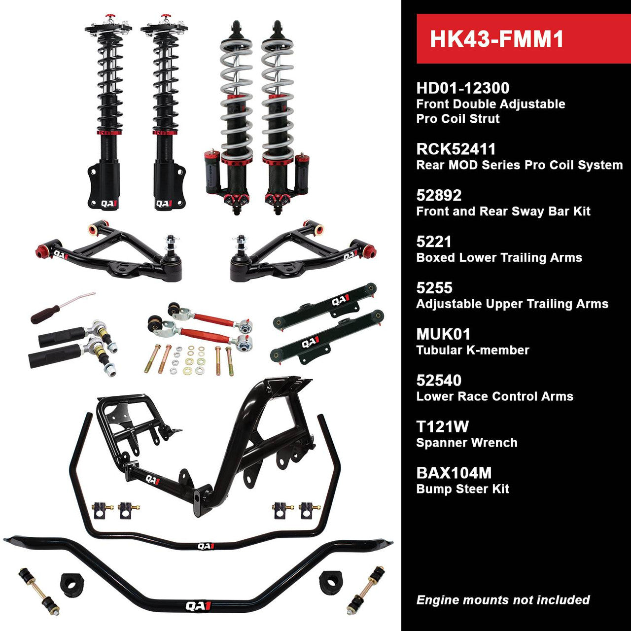 QA1 HK43-FMM1 Level 3 Full Vehicle Handling Kit 79-86 Mustang W/ Shocks