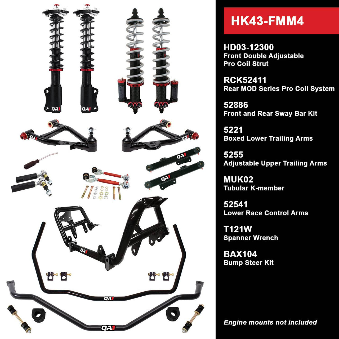 QA1 HK43-FMM4 Level 3 Full Vehicle Handling Kit 94-04 Mustang W/ Shocks
