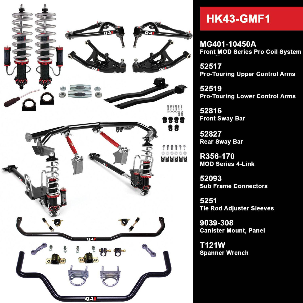 QA1 HK43-GMF1 Level 3 Full Vehicle Handling Kit 67-69 GM F-Body W/ Shocks