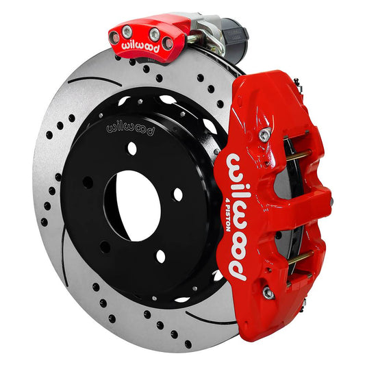 Wilwood 140-18046 Wilwood 88-98 GM C1500 Aero4 Rear Electronic Parking Brake Kit 14in Rotor 3.25in Offset - Blk