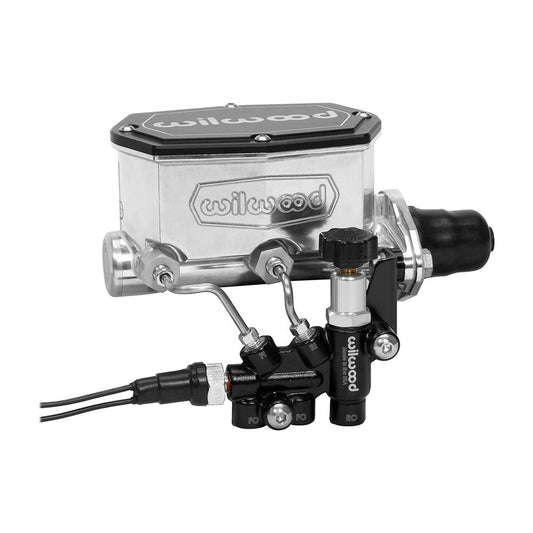 Wilwood 261-14963-BK Wilwood Compact Tandem M/C - 1in Bore - w/Bracket and Valve (Pushrod) - Black