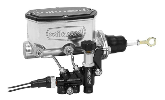 Wilwood 261-15522-BK Wilwood Compact Tandem M/C - 7/8in Bore w/Bracket and Valve fits Mustang (Pushrod) - Black