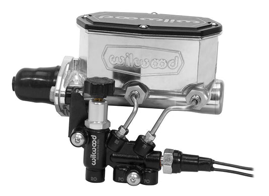 Wilwood 261-15662-BK Wilwood Compact Tandem M/C - 1.12in Bore w/RH Bracket and Valve - Black