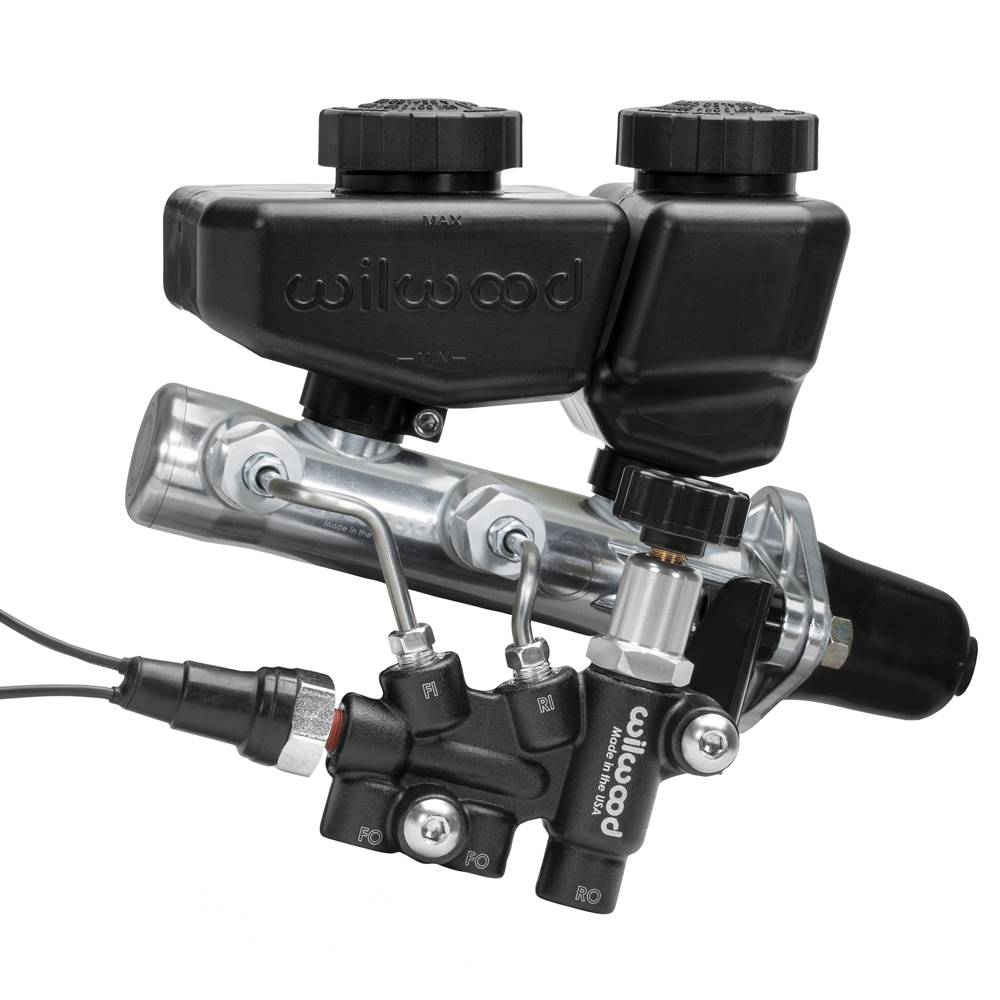 Wilwood 261-16962-BK Wilwood Remote Tandem M/C Kit w/Bracket and Valve - 1in Bore Black