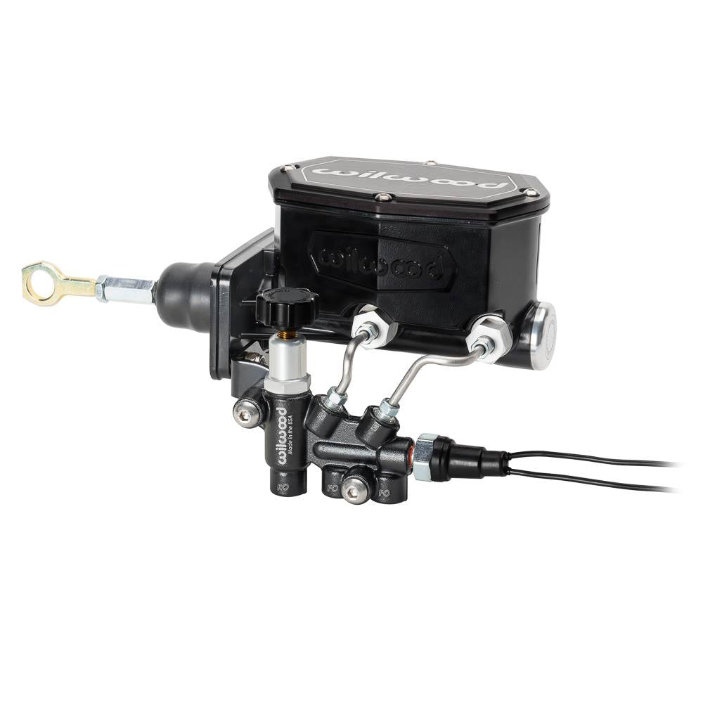 Wilwood 261-17796-BK Wilwood MOPAR Compact Tandem M/C Kit w/ P-Valve & Pushrod 15/16in Bore - Black