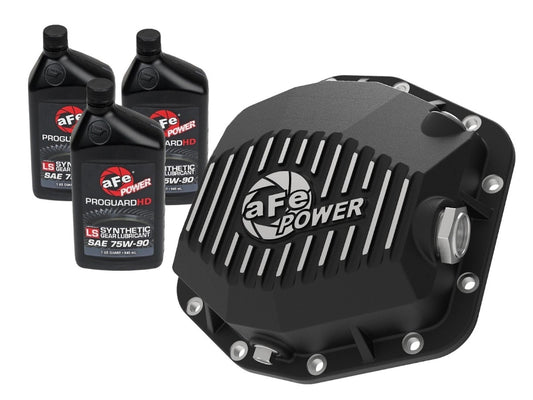 aFe 46-71291B aFe POWER Pro Series Rear Differential Cover Black w/ Machined Fins &amp; Gear Oil