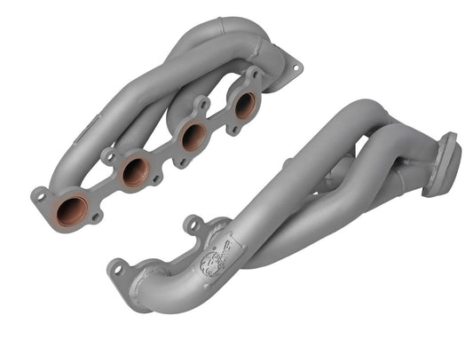 aFe 48-33025-1T Twisted Steel 304 Stainless Steel Short Tube Header w/ Titanium Ceramic Coating