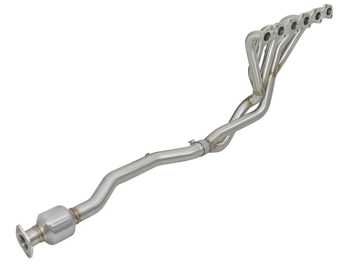 aFe 48-36109-YC Twisted Steel Long Tube Header &amp; Connection Pipes w/ Cat