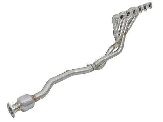 aFe 48-36109-YC Twisted Steel Long Tube Header &amp; Connection Pipes w/ Cat
