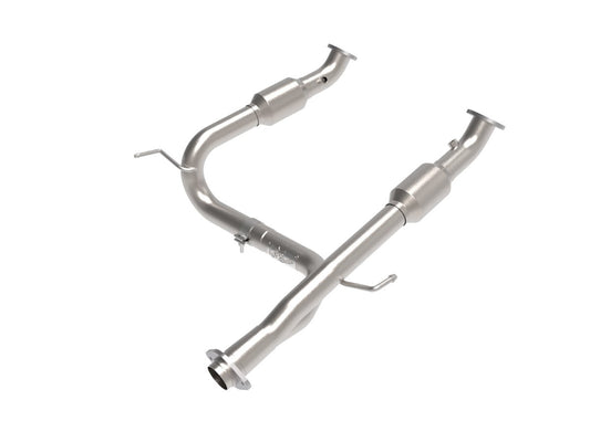 aFe 48-46006-RC Twisted Steel Y-Pipe 2 IN to 3 IN 409 Stainless Steel w/ Cat