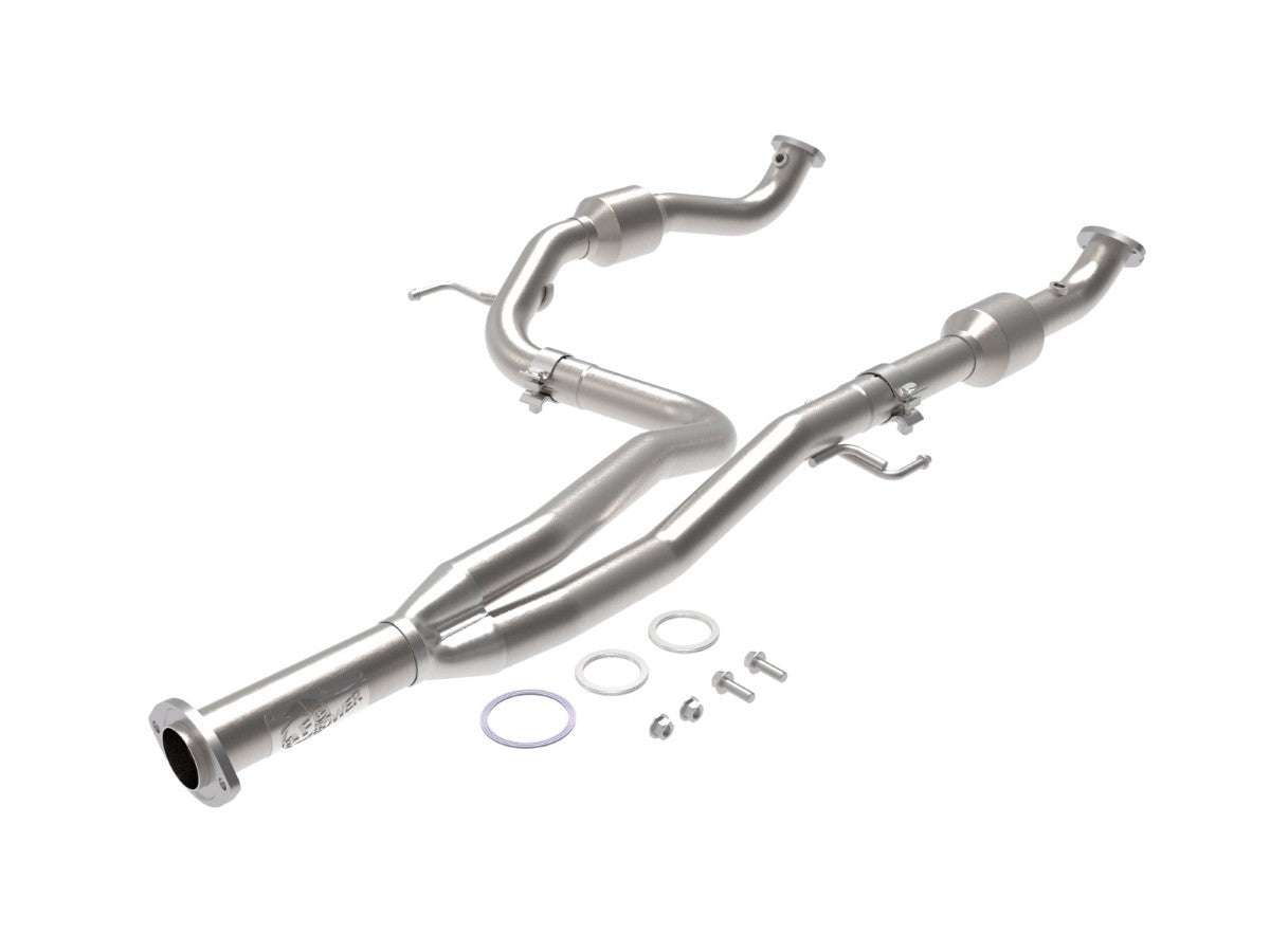 aFe 48-46011-RC Twisted Steel Y-Pipe 2-1/2 IN 409 Stainless Steel w/ Cat