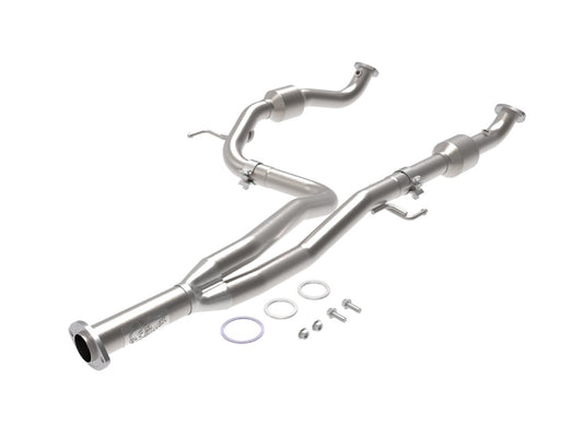 aFe 48-46011-RC Twisted Steel Y-Pipe 2-1/2 IN 409 Stainless Steel w/ Cat