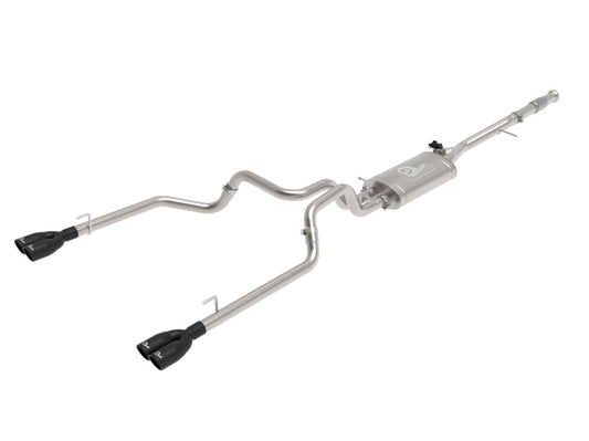 aFe 49-34139-B Gemini XV 3 IN to Dual 2-1/2 IN 304 Stainless Steel Cat-Back Exhaust System w/ Cut-Out Black