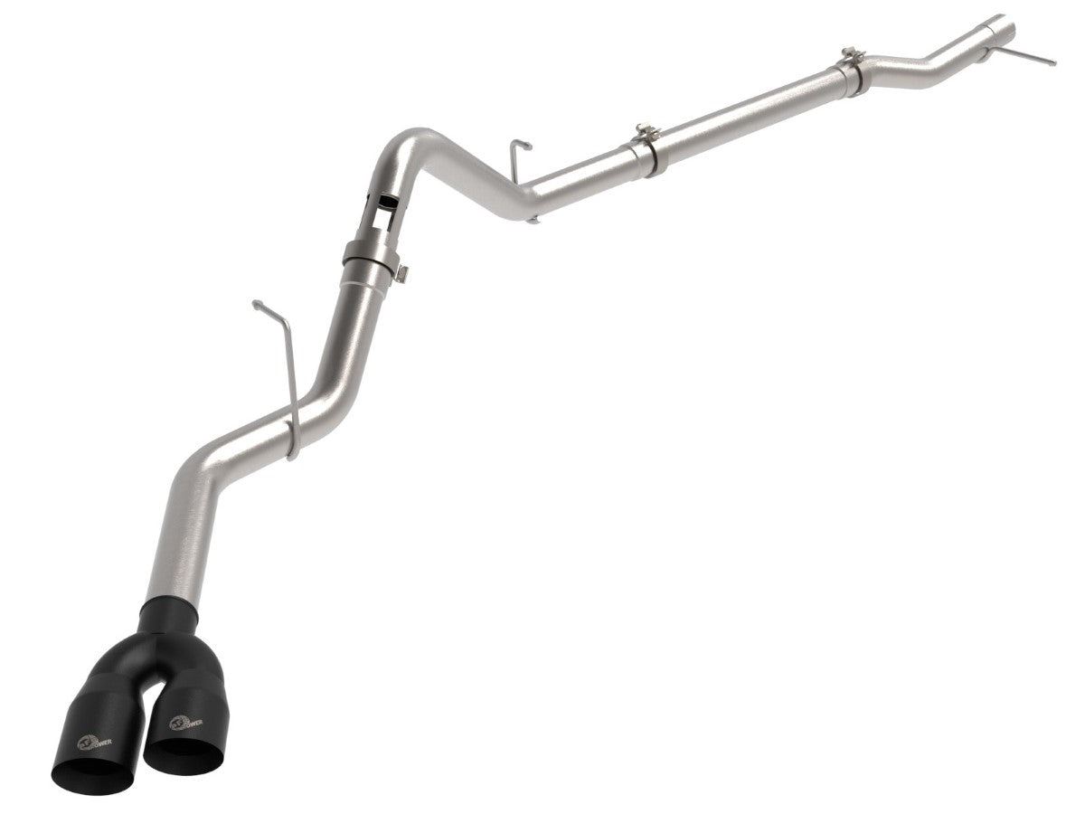 aFe 49-34145-B Rebel XD Series 3 IN 304 Stainless Steel DPF-Back Exhaust w/Dual Black Tips