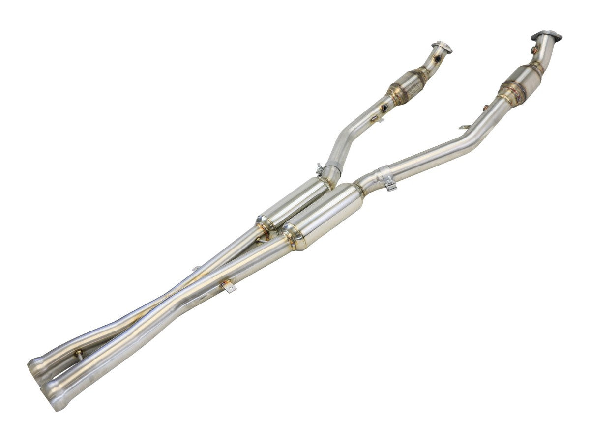 aFe 49-36321-1 MACH Force-Xp X-Pipe 2-1/2 IN 304 Stainless Steel w/ Cat &amp; Resonator