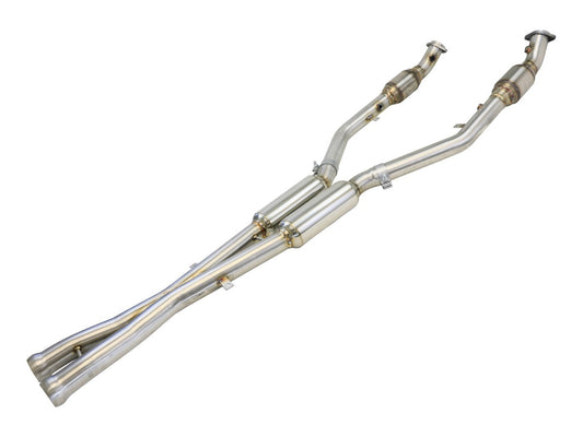 aFe 49-36321-1 MACH Force-Xp X-Pipe 2-1/2 IN 304 Stainless Steel w/ Cat &amp; Resonator