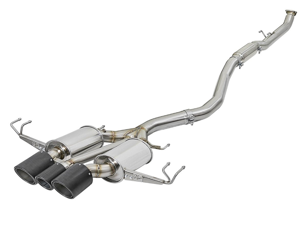 aFe 49-36616-C Takeda 3 IN 304 Stainless Steel Cat-Back Exhaust System w/ Tri-Carbon Tips