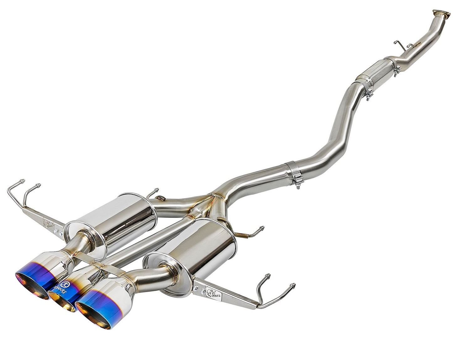 aFe 49-36616-L aFe Takeda 3in 304 SS Cat-Back Exhaust w/ Blue Flame Tips 2017+ Honda Civic Type R I4 2.0L (t)
