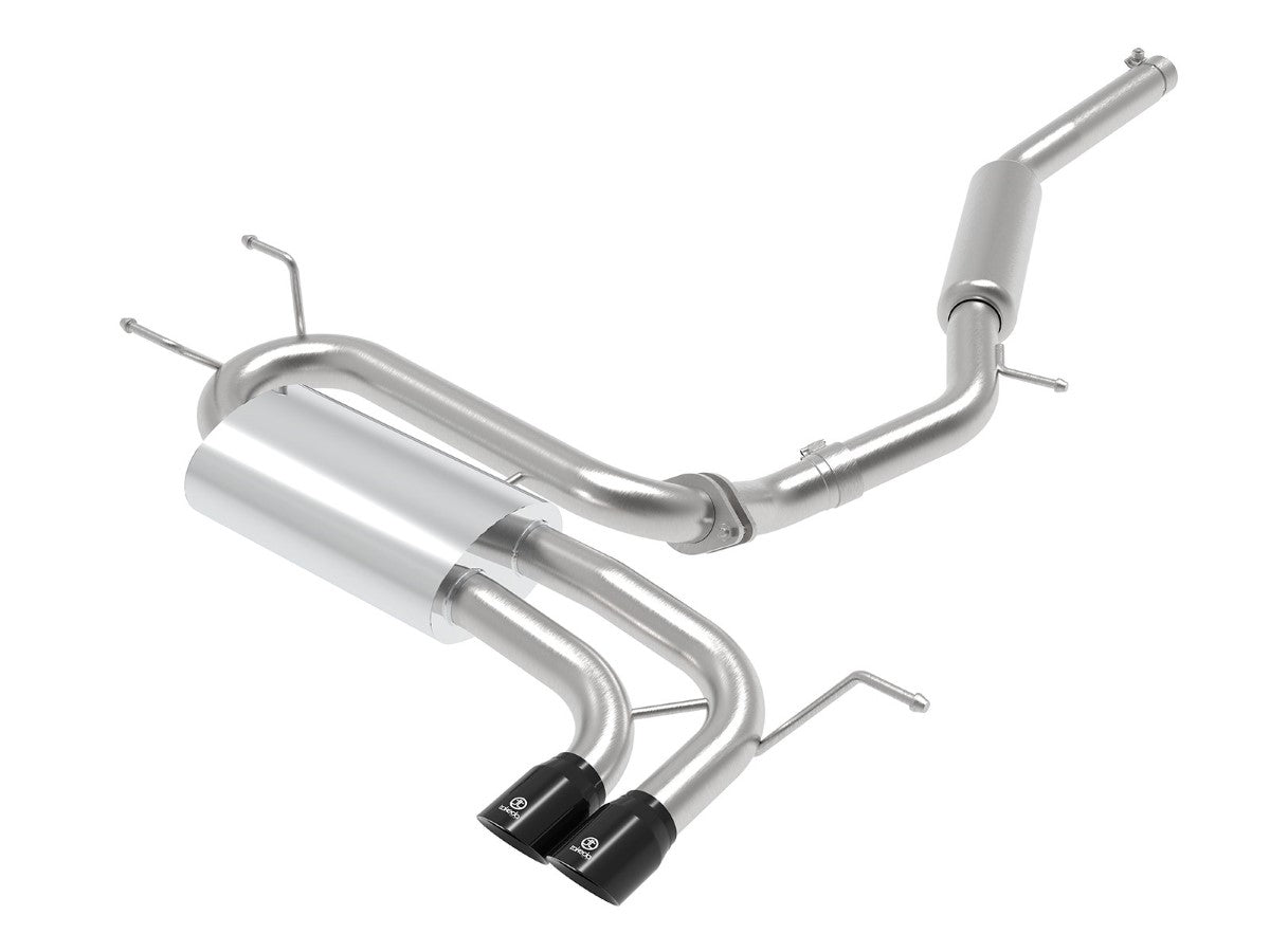 aFe 49-37005-B Takeda 2-1/2 IN to 2-1/4 IN 304 Stainless Steel Cat-Back Exhaust w/ Black Tip