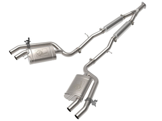 aFe 49-37034 Gemini XV 3 IN to Dual 2-1/2 IN 304 Stainless Steel Cat-Back Exhaust System w/ Cut-Out