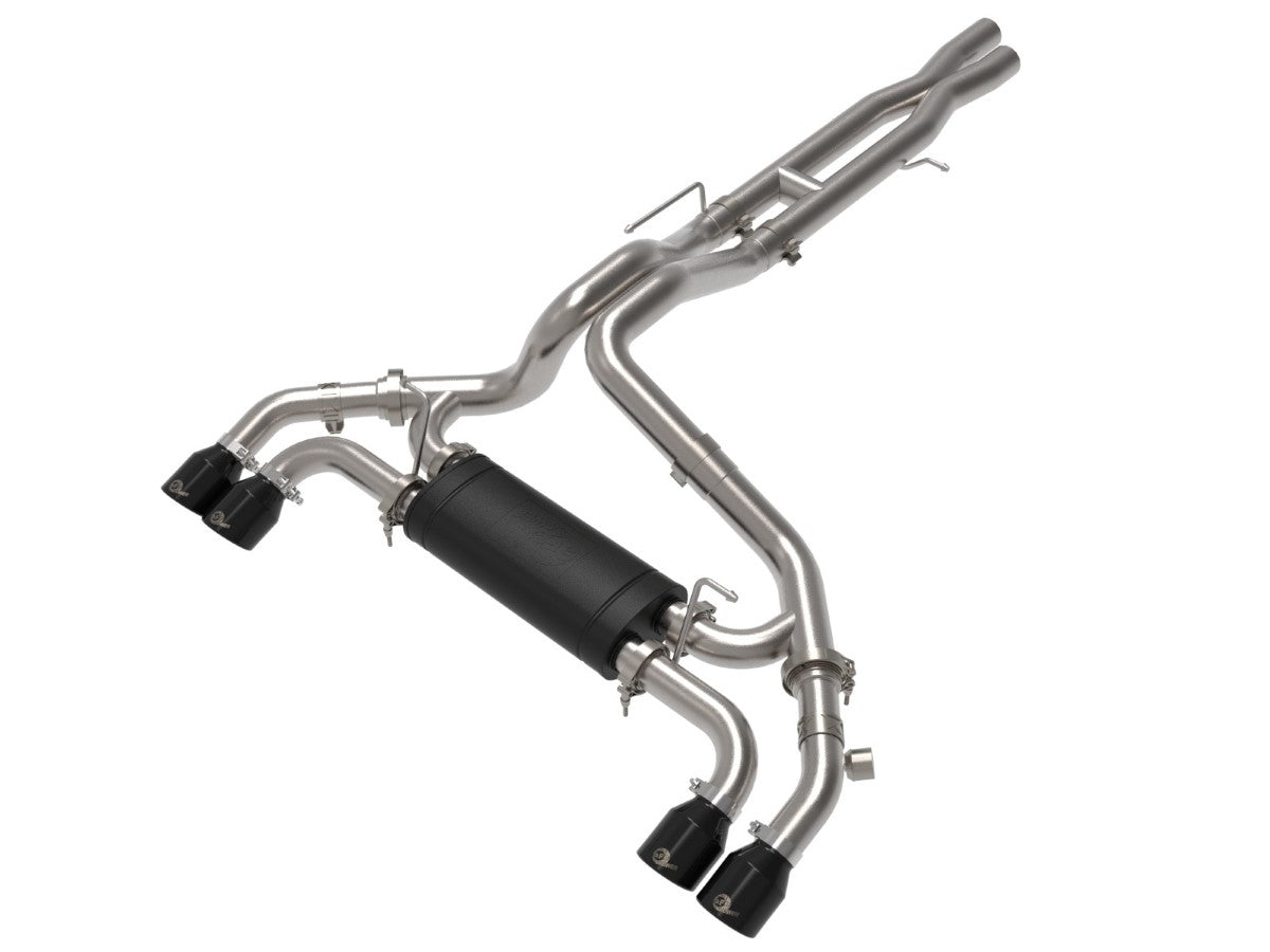 aFe 49-38098-B Vulcan Series 3 IN to 2-1/2 IN 304 Stainless Steel Cat-Back Exhaust System w/ Black Tip