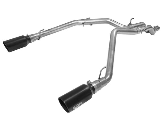 aFe 49-42044-B Large Bore-HD 3 IN 409 Stainless Steel DPF-Back Exhaust System w/ 6 IN Black Tip