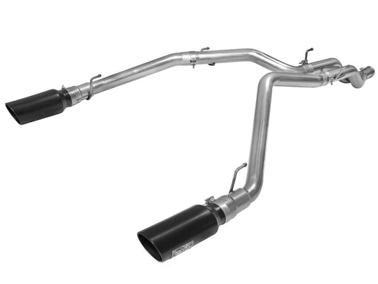 aFe 49-42045-B Large Bore-HD 3 IN 409 Stainless Steel DPF-Back Exhaust System w/ 5 IN Black Tip