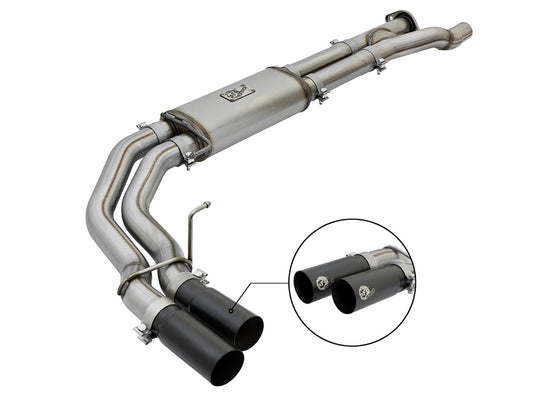 aFe 49-43091-B Rebel Series 3 IN 409 Stainless Steel Cat-Back Exhaust System w/ Black Tip