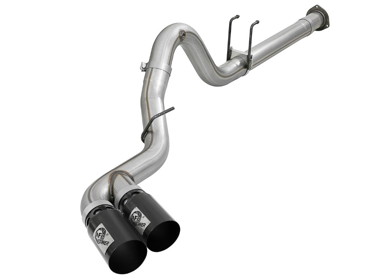 aFe 49-43102-B Rebel XD Series 4 IN 409 Stainless Steel DPF-Back Exhaust System w/ Dual Black Tips