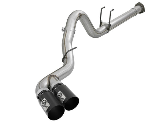 aFe 49-43102-B Rebel XD Series 4 IN 409 Stainless Steel DPF-Back Exhaust System w/ Dual Black Tips