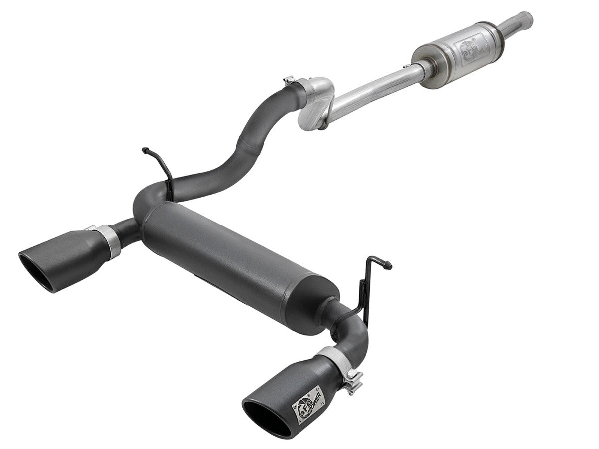 aFe 49-48066-B Rebel Series 2-1/2 IN 409 Stainless Steel Cat-Back Exhaust System w/ Black Tips
