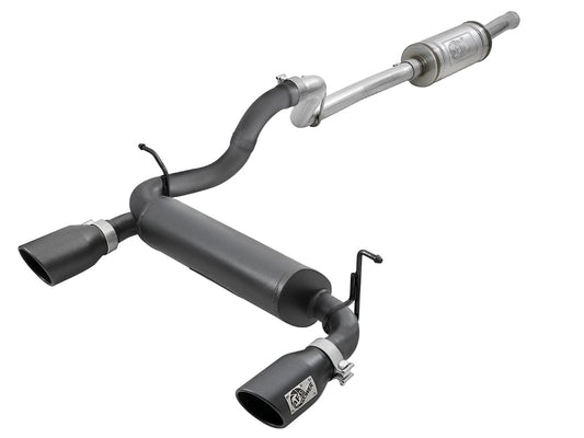 aFe 49-48066-B Rebel Series 2-1/2 IN 409 Stainless Steel Cat-Back Exhaust System w/ Black Tips