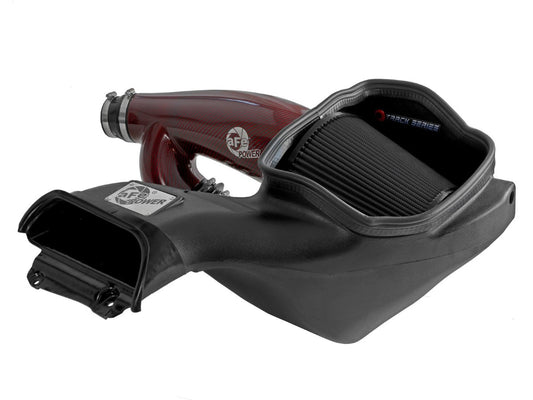 aFe 57-10031KR Track Series Red Kevlar Carbon Fiber Cold Air Intake System w/ Black Pro 5R Filter